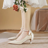 LBSFY  -  Size 34-43 Low Heel Wedding Shoes Women Pointed Toe Party Shoes Point Toe